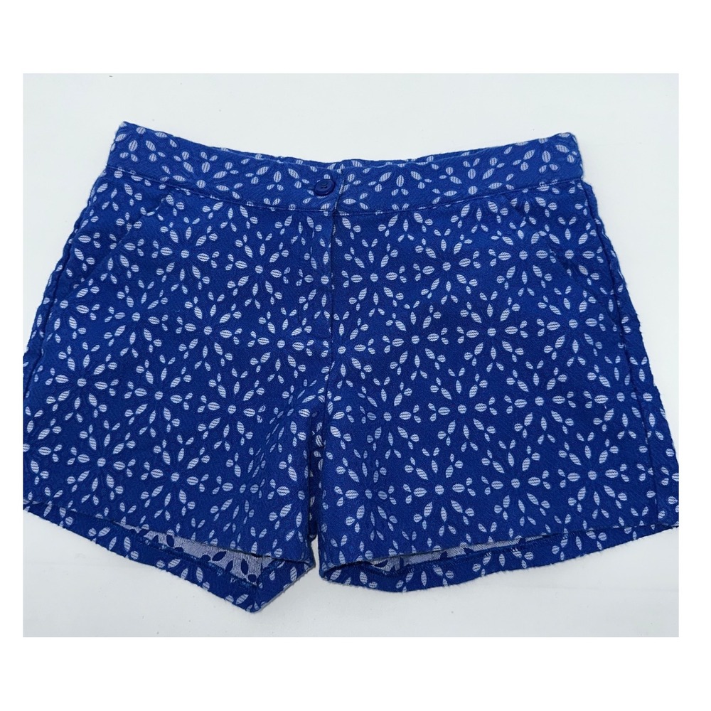 Janie and Jack Girls Blue Floral Print Adjustable Waist‎ Shorts Size 12